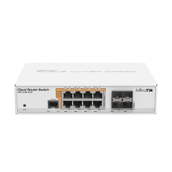Nätverksswitch - MIKROTIK - CRS112-8P-4S-IN - 8 portar RJ-45 - 4 SFP-moduler - PoE
