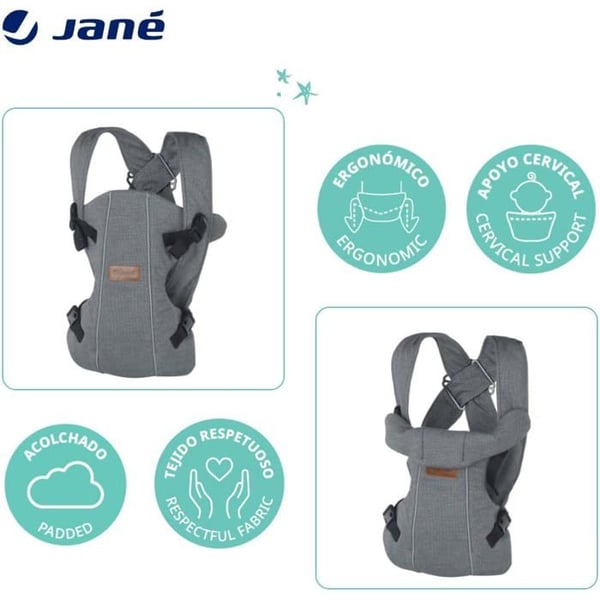 Ergonomisk Bæresele Jané Dual Grå - 3 Positioner, Åndbar og Polstret