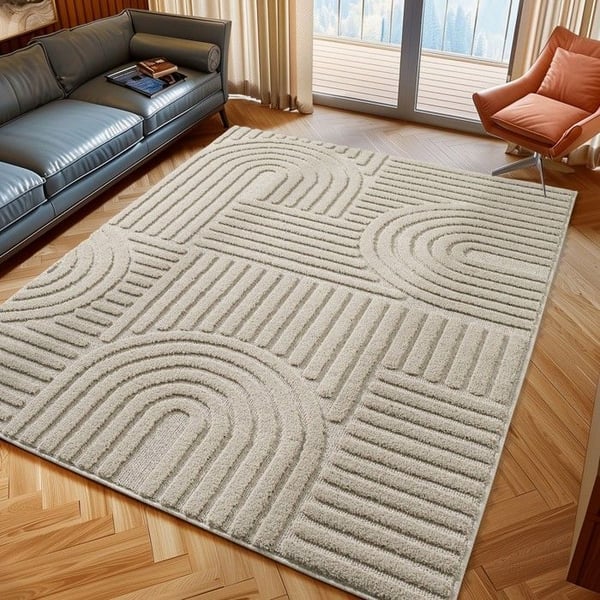 Melis Home Mat i storlek färg Silver 80 cm rund vardagsrum bohemisk skandinavisk stil texturerad, mjuk, höjd på lugg 8 mm