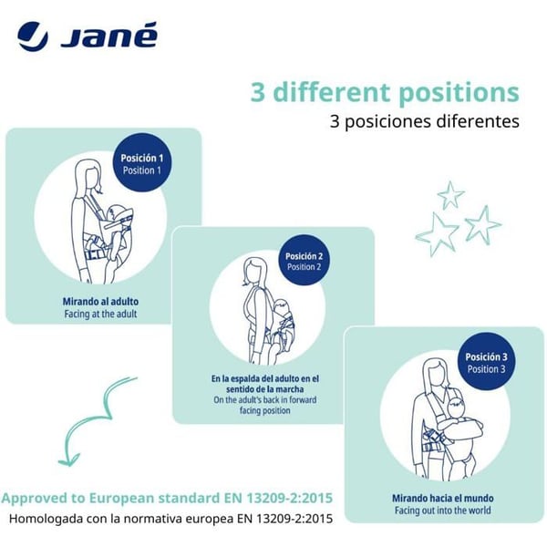 Ergonomisk Bæresele Jané Dual Grå - 3 Positioner, Åndbar og Polstret