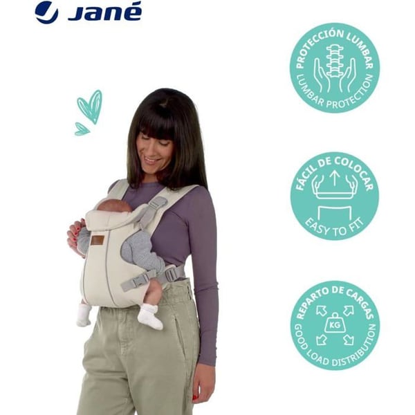 Ergonomisk Bæresele Jané Dual Grå - 3 Positioner, Åndbar og Polstret