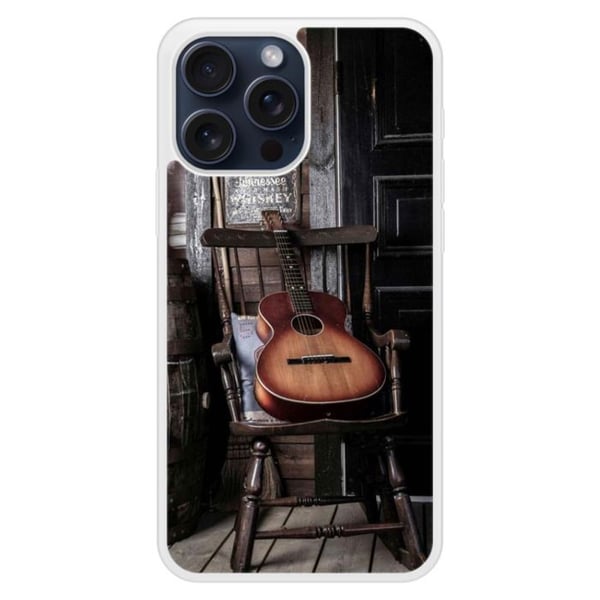 Skyddande silikonskal med förstärkt tryck kompatibelt med Apple iPhone 15 Pro Max Gitarr