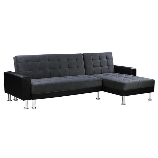 Vinkelsoffa med convertible och reversibel "Theo" - 4 platser - Svart / Grå