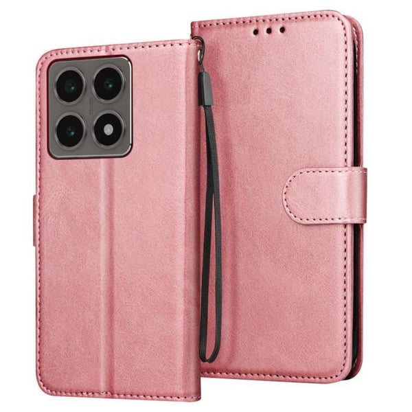 Fodral till Xiaomi 14T - AVIZAR - Plånboksskydd och videostöd - Rosa - Halvstyvt - Blandat