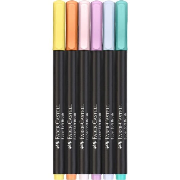6 färgmarkörer - Alla media - Pastellfärg - Faber-Castell - Black Edition