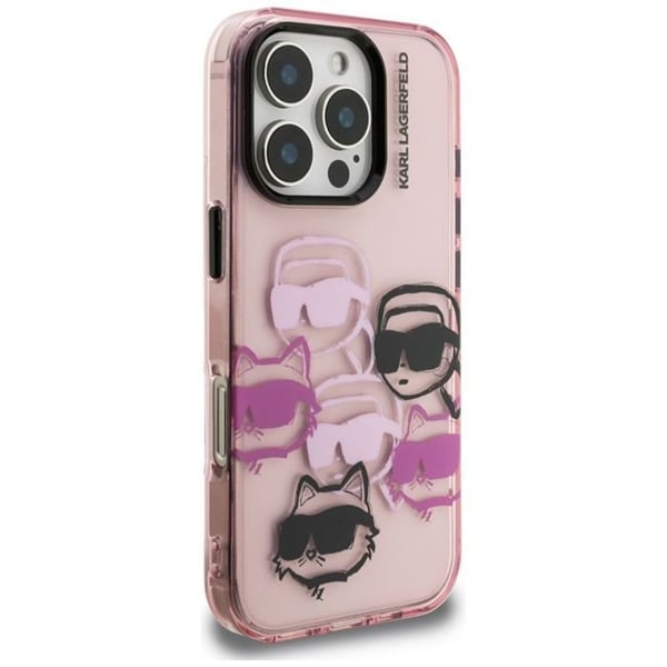 Coque - KARL LAGERFELD - iPhone 16 Pro Max - Rosa - K-C huvudmönster - Mjuk