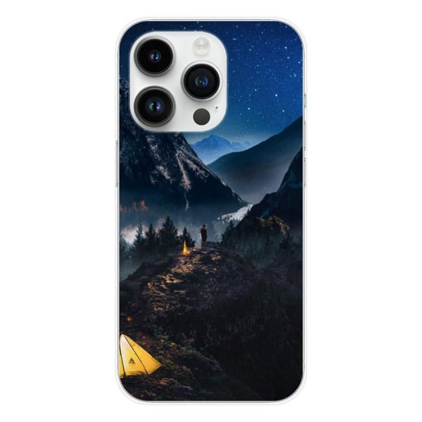 Tryckt silikonfodral som är kompatibelt med Apple iPhone 15 Pro Alone in the Mountains