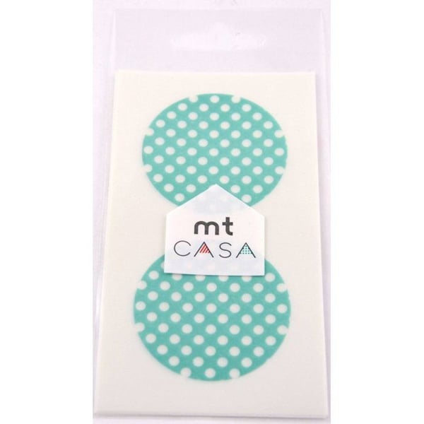 Maskeringstejp - Maskeringstejp MT Casa Seal Sticker rund och washi Pois mintgrön bakgrund