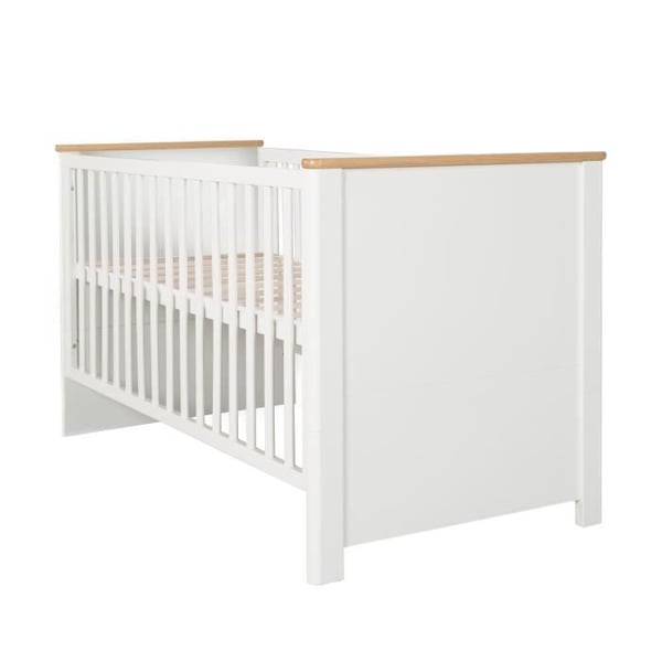 ROBA Evolutionssäng 70x140 cm Ava - Konvertibel till Juniorsäng - Höjdjusterbar - 3 Avtagbara ribbor - Vit / Träeffekt