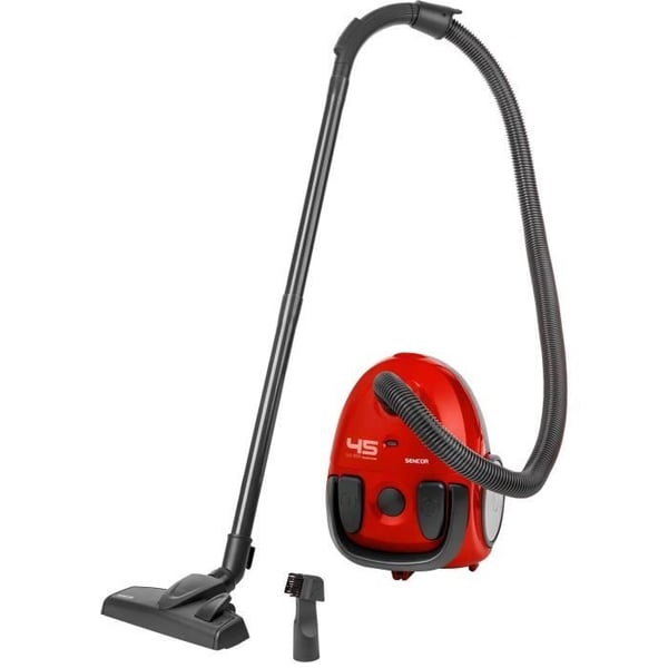 Kapseldammsugare med påse - SENCOR - SVC 45RD-EUE3 - 850 W ECO-motor - 79 dBA - 1,5 L - Röd