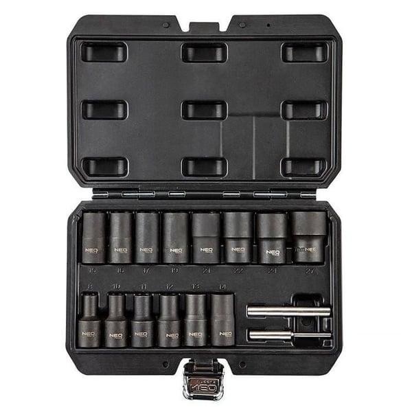 Coffert med hylsor 1/2" NEO TOOLS 11-920 för skadade muttrar (16 delar)
