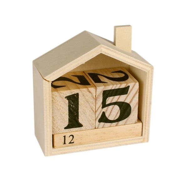 Evig kalender i tre husformet - 7,3 x 8 x 3,4 cm
