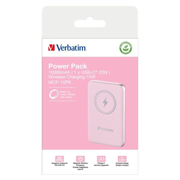 Magnetisk Ws Powerbank 10000 Rosa