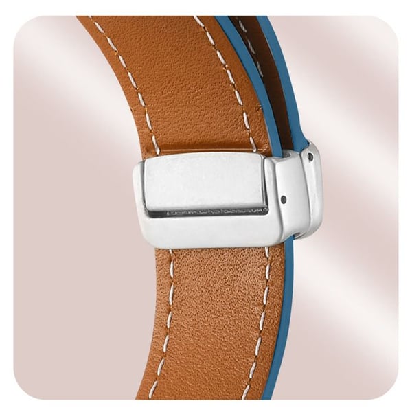 Rem för Galaxy Watch 5 / 5 Pro / 4 Läderlås Magnetspänne blå