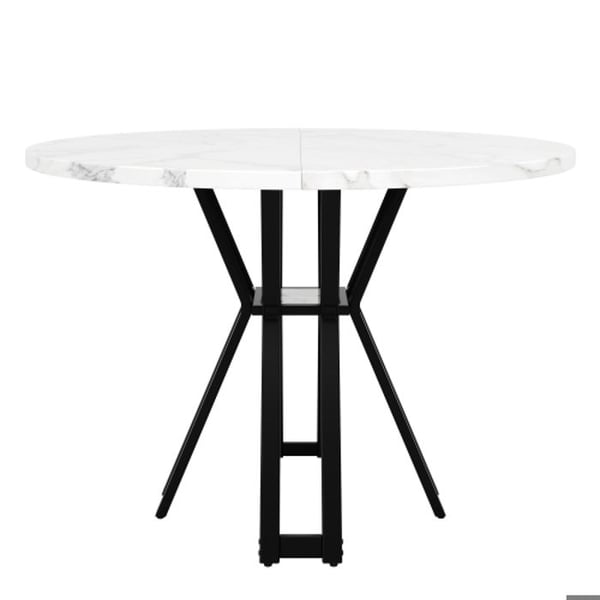 Rund spisebord - MUVOE - 100x100cm - Marmor MDF - Sorte metalben - 4 pladser