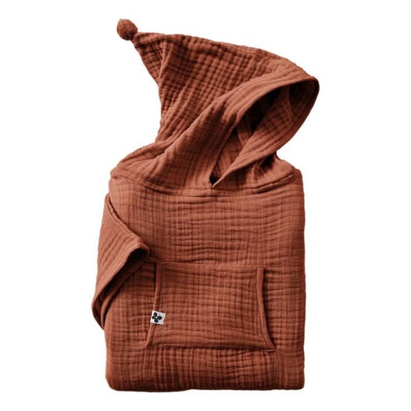 Blandad barnponcho Gaïa vanlig bomullsväv - Gaïa Terracotta - 2 till 5 år