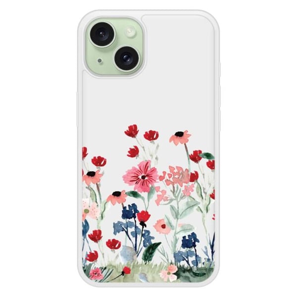 Siliconförstärkt tryckt fodral kompatibelt med Apple iPhone 15 Vår i blommor