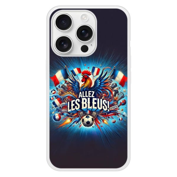 Förstärkt silikonfodral med tryck kompatibelt med Apple iPhone 16 Pro Heja blåa!
