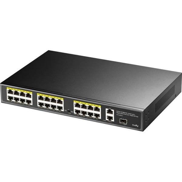 CUDY PoE-switch 24 portar 10/100M med 2 Gigabit-portar 1SFP 300W