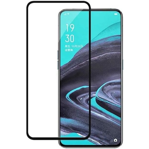 Härdat Glas - Phonillico® - OPPO RENO 2 - Transparent - Svart Kant - Rep-resistant