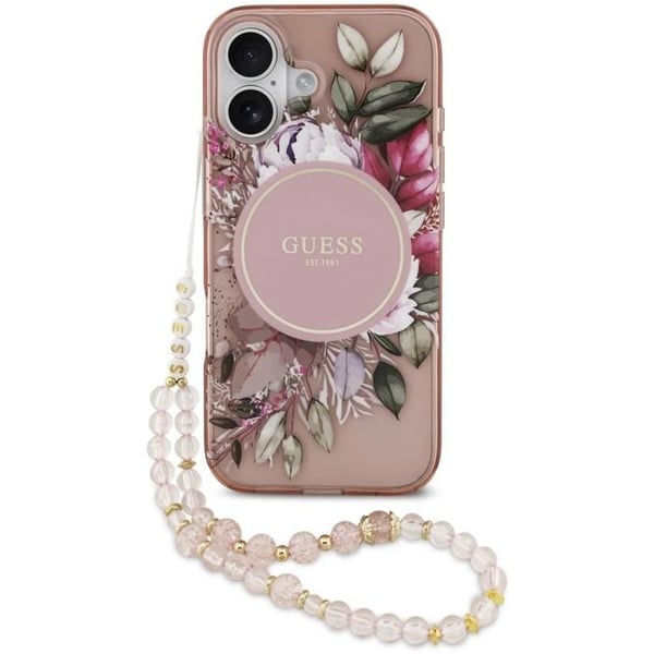 Guess IML Flowers Remskal med MagSafe för iPhone 17 6.3" Rosa - GUHMP17SHFWBRCESP