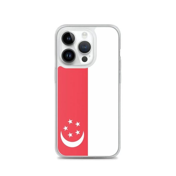Mobilskal – Singapore Flagga – Kompatibel med iPhone 14 Pro – Flexibelt fodral – Slitstarkt och stöttåligt - Silikon - Pixelforma