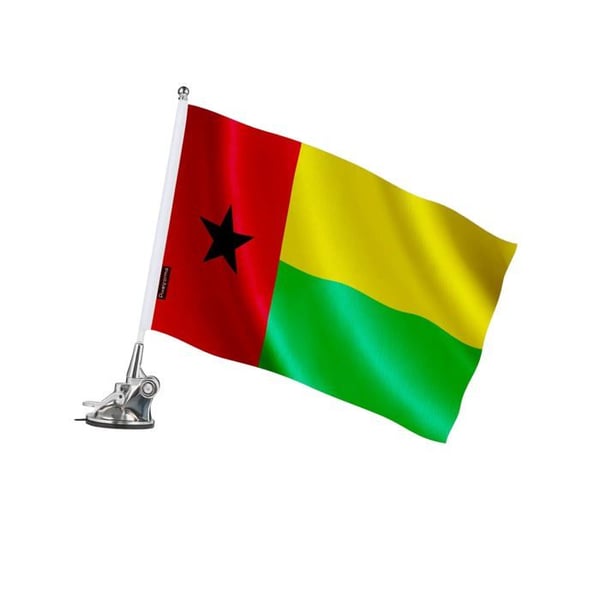 Suction Cup Flagpole – Flagga för Guinea-Bissau – 27 x 35 cm – Polyester – Rostfritt Stål – Pixelforma