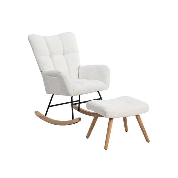 Gyngestol - MUVOE - Ergonomisk - Hvid - Fodskammel inkluderet - 92 cm i højden