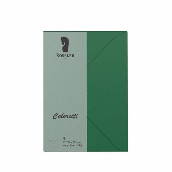 Kuvert - RÖSSLER - 220705571 - C6 - 5-pack - Självhäftande - Skoggrön