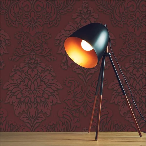 Barocktapet Gioele M1-No.257 Röd Silver Tapet med ornamenter