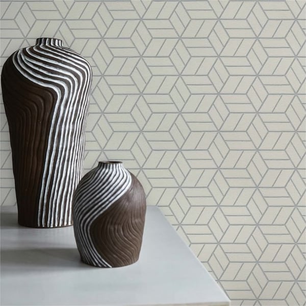 Grafisk Tapet M1-No.1581 Non-woven Tapet Silver Grå Geometrisk