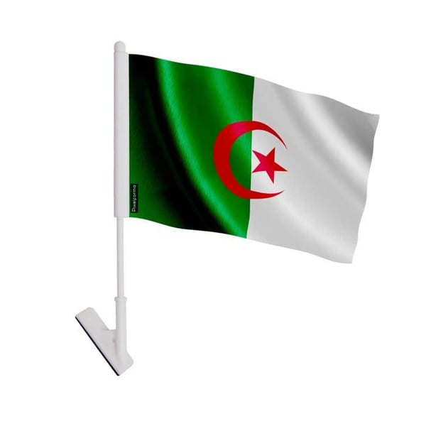 Klistret flagga Algeriet – 14 x 21 cm – Mjuk polyester – Lätt att klistra – 5 stycken – Pixelforma