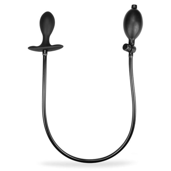Inflatable anal plug med masserande kula - Svart