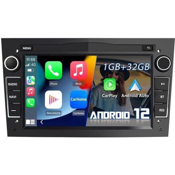 AWESAFE Bilradio Android 13 1Go+32Go 7 '' Pekskärm för Opel Corsa Vivaro Antara Zafira Astra Meriva Carplay Android Auto Svart