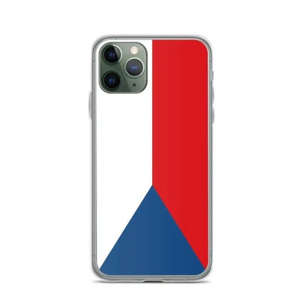 Telefonskydd – Tjeckiens flagga – Kompatibel med iPhone 11 Pro – Mjuk plånbok – Slitstark och stötresistent – Silikon – Pixelforma