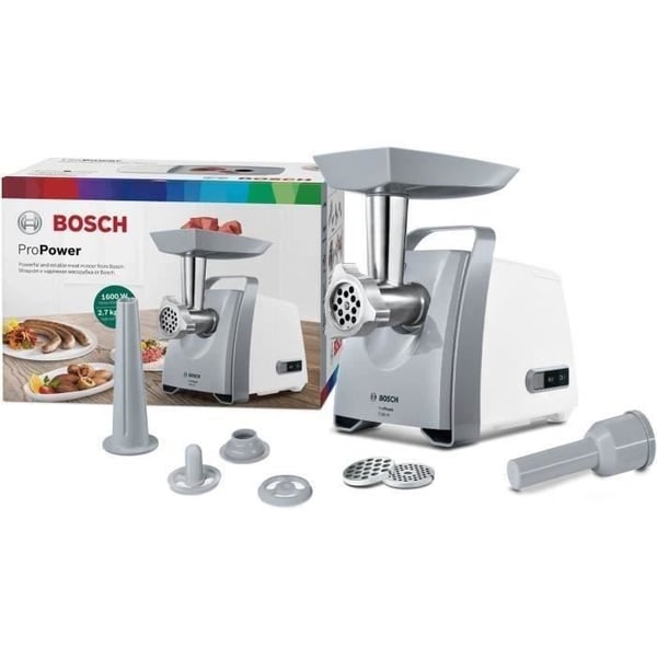 Köttkvarn - BOSCH - MFW45020 - 2 galler - Uppsamlingsbricka - Vit