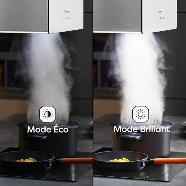 CIARRA Smart Island Hood Wi-FI APP Kontroll 700m3/H Booster Återvinningshuva 48cm Vit & rostfritt stål