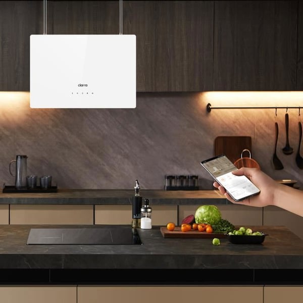 CIARRA Smart Island Hood Wi-FI APP Kontroll 700m3/H Booster Återvinningshuva 48cm Vit & rostfritt stål