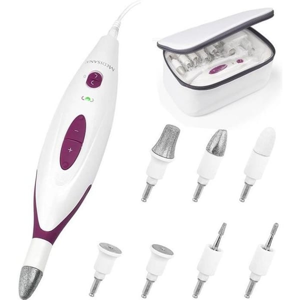 MEDISANA MP 815 Manikyr och Pedikyr Kit - Vit - 7 tillbehör för nagel- och hudvård