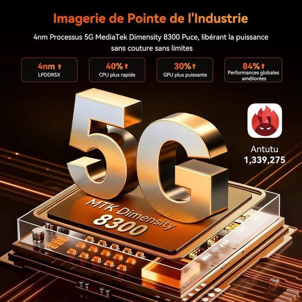 Robust Smartphone BLACKVIEW XPLORE 2 5G Uknuselig Mobiltelefon, 20000mAh, 36Go+256Go/TF 2To, 6.73", 120Hz AMOLED, 50MP+20MP, Sort