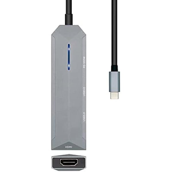 AISENS - USB-C DOCK 4 IN 1, USB-C A 1xHDMI, 2xUSB, 1xPD, GRÅ, 15CM