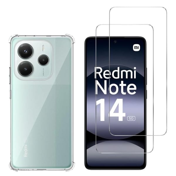 Stöttålig skal för Xiaomi Redmi Note 14 5G och 2 härdat glas skärmskydd Phonillico®