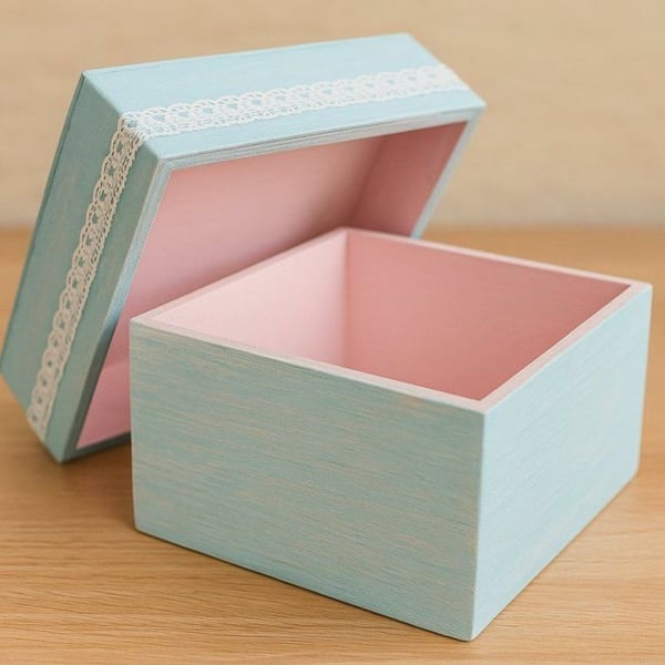 MégaCréa DIY - Fyrkantig trälåda 10 x 10 H 5 cm (EXT)
