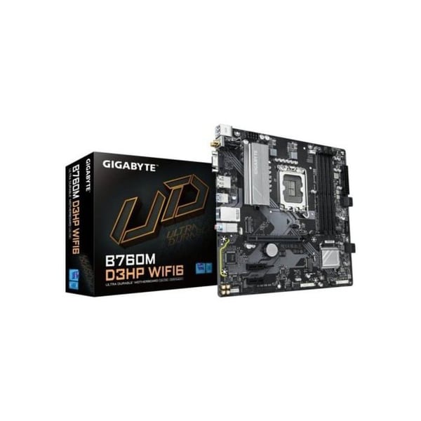 Moderkort - GIGABYTE - B760M D3HP WIFI6 - Format Micro-ATX - Chipset Intel B760 - Inbyggt WiFi 6
