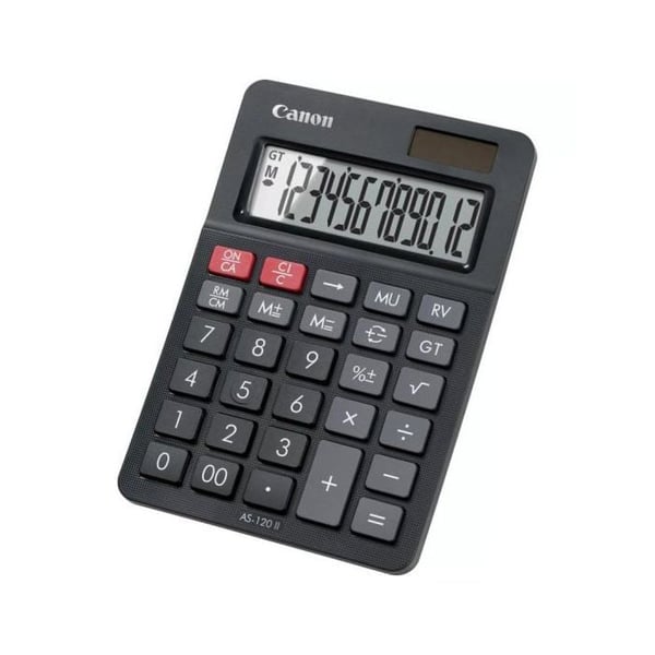 Desktop lommeregner - CANON - AS-120 II HB - LCD - Sort - Batteri