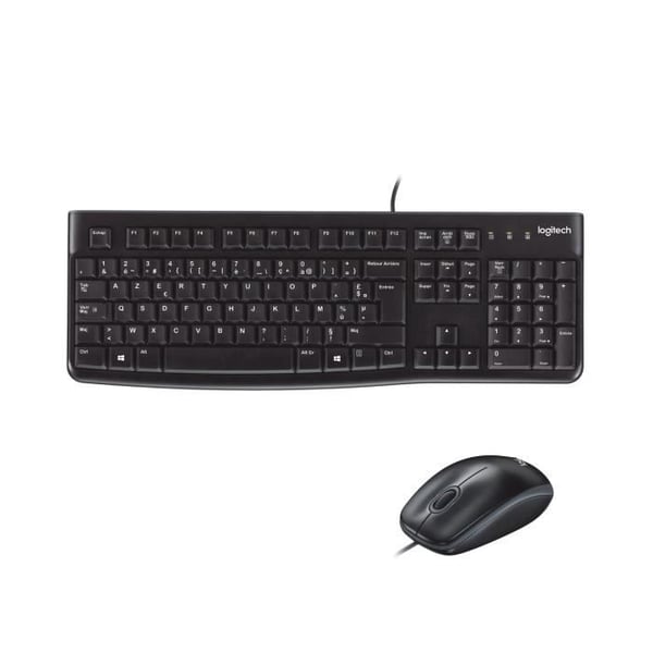 Tangentbord och mus - Trådad - Logitech - MK120 - AZERTY - Svart