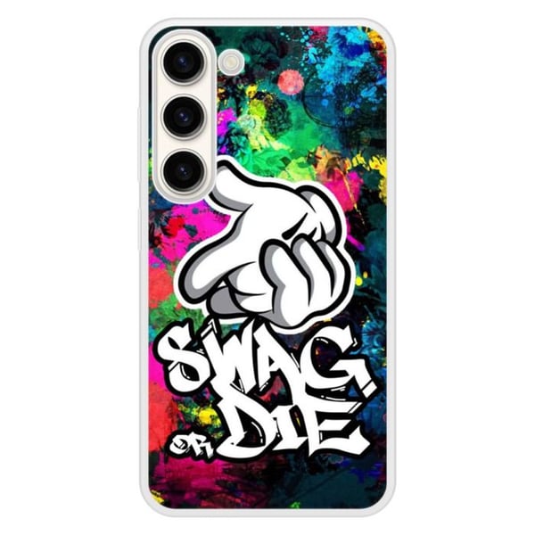 Coque i förstärkt silikon med tryck, kompatibel med Samsung Galaxy S23 Swag or die