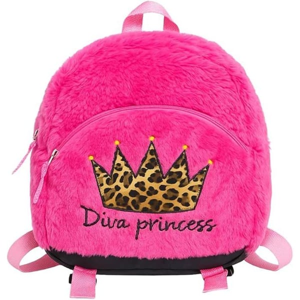 Ryggsäck Flicka 27cm Rosa Mjuk Plysch Modell Diva Prinsessa Ideal För Förskola och Utflykter