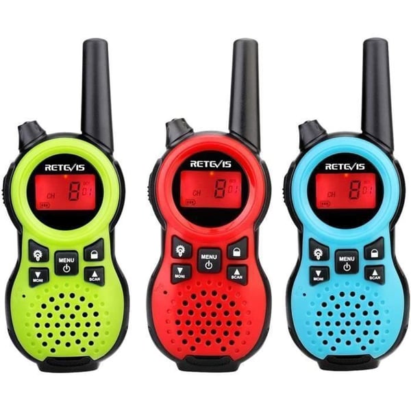 Retevis RT638 Walkie Talkie Barn, 3 Delar, Ficklampa 16 Kanaler PMR446, Leksaker Födelsedagspresenter för Barn, Familj