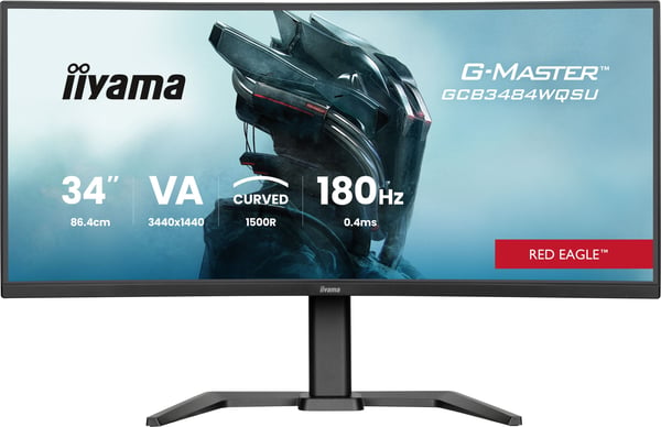 Kurvad PC-spelarskärm - IIYAMA - 34" - 180Hz - VA-panel - 0.4ms - Höjdjusterbar - G-Master Red Eagle
